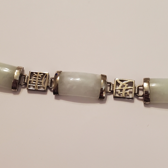 Vintage Jade Chinese Symbol Panel Bracelet - Picture 3 of 6